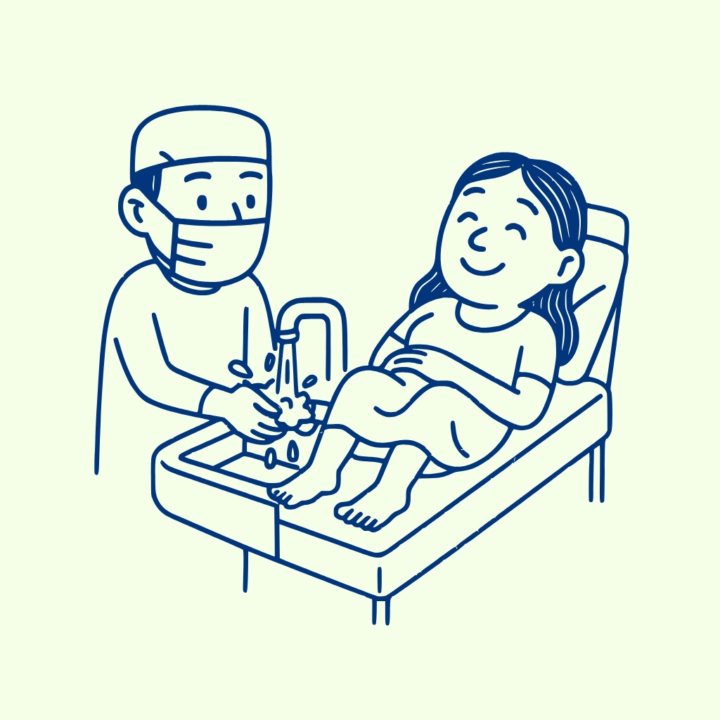 4 - Mae no parto feliz porque medico lava as maos